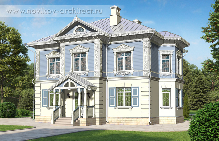 Дизайн фасадов коттеджа в Русском стиле