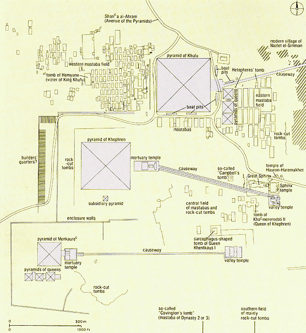 пирамиды на плато Гизе план карта схема