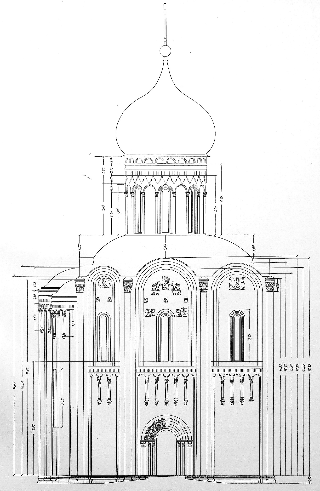 Поэтапное рисование храма на Нерли